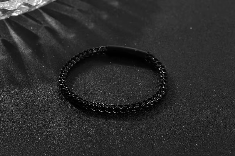 Stylish Men’s Stainless Steel Link Chain Bracelet | Gold & Black Plated