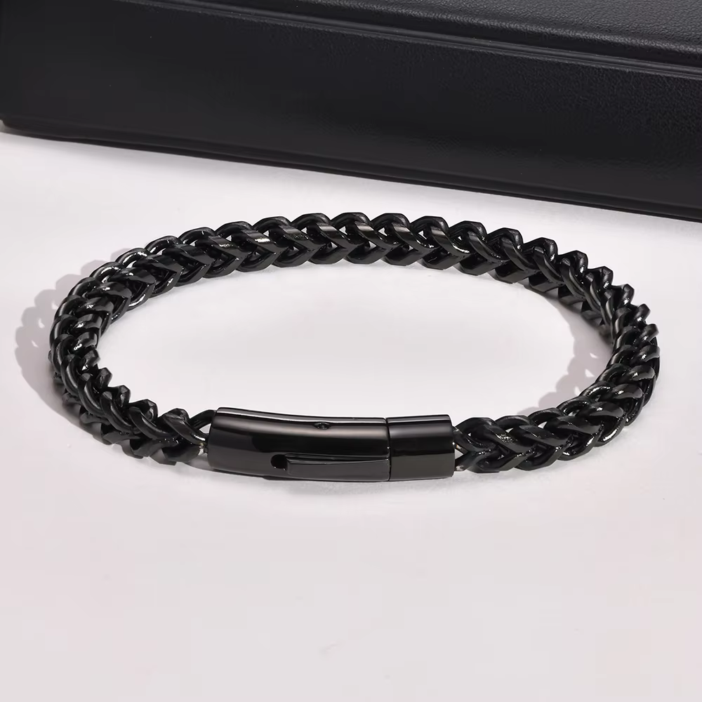 Stylish Men’s Stainless Steel Link Chain Bracelet | Gold & Black Plated