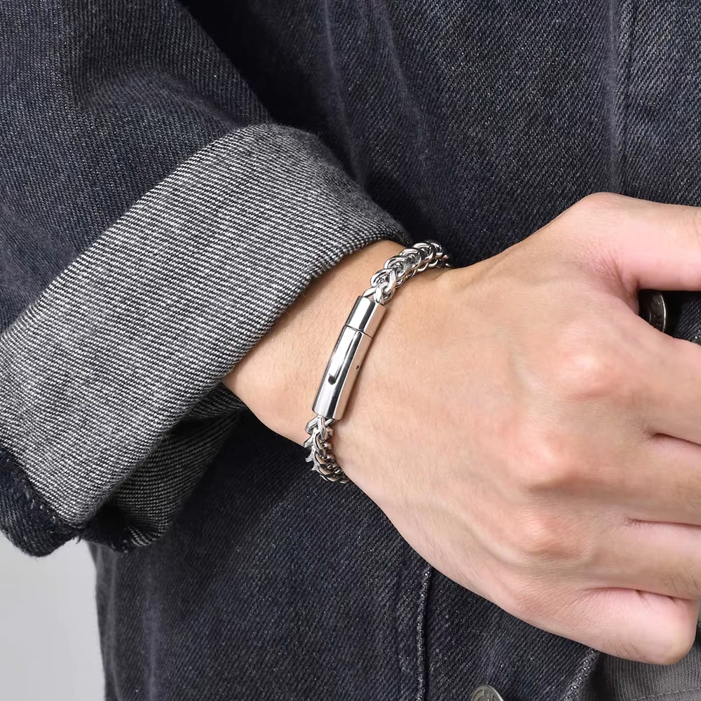 Stylish Men’s Stainless Steel Link Chain Bracelet | Gold & Black Plated