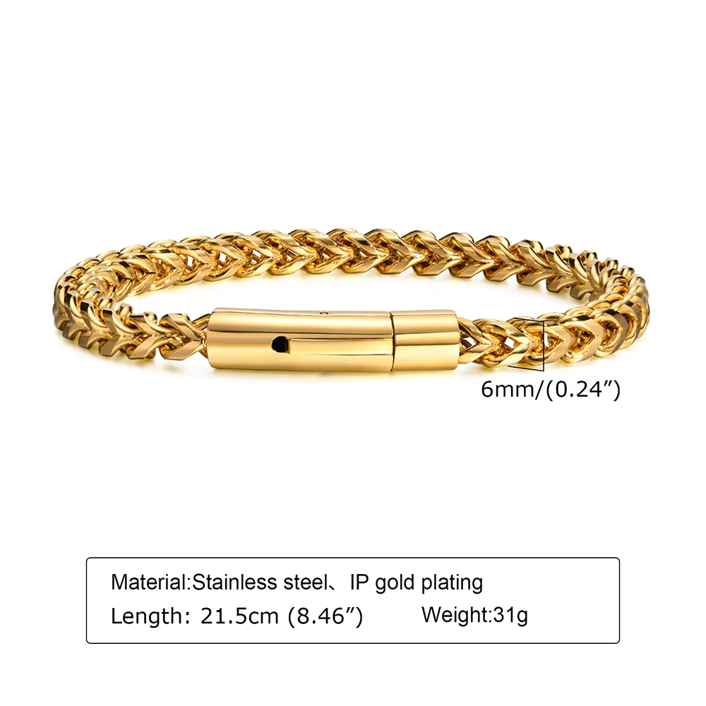 Stylish Men’s Stainless Steel Link Chain Bracelet | Gold & Black Plated