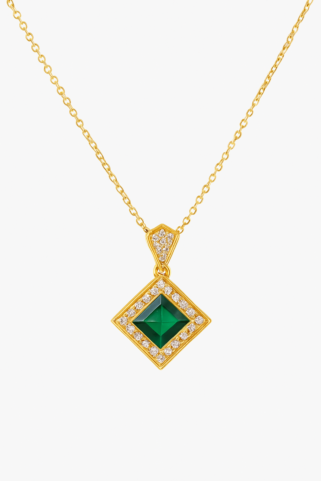 Elegant Green Stone Halo Pendant Necklace for Women | 14K Gold Plated Jewelry by Vow Bliss