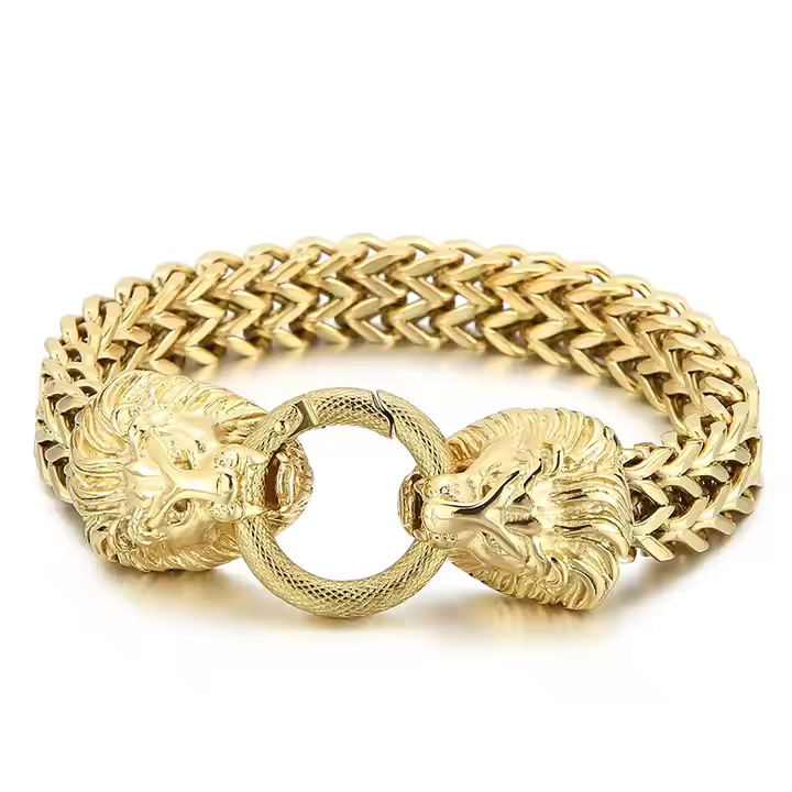 Lion Cuban Chain Stainless Steel Thick Bracelet with 18K Gold Plating | Vow Bliss