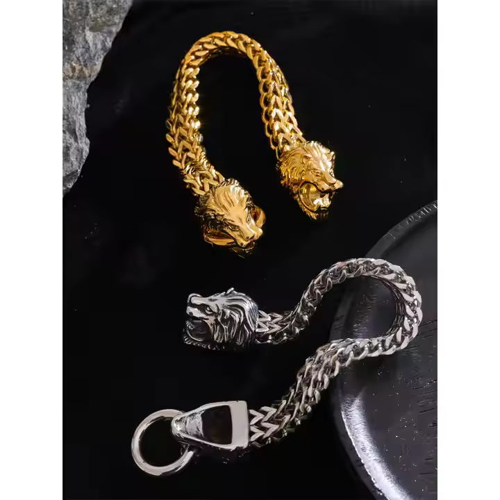 Lion Cuban Chain Stainless Steel Thick Bracelet with 18K Gold Plating | Vow Bliss