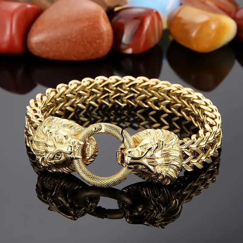 Lion Cuban Chain Stainless Steel Thick Bracelet with 18K Gold Plating | Vow Bliss