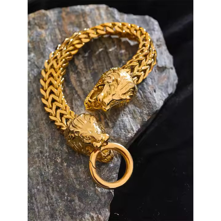 Lion Cuban Chain Stainless Steel Thick Bracelet with 18K Gold Plating | Vow Bliss