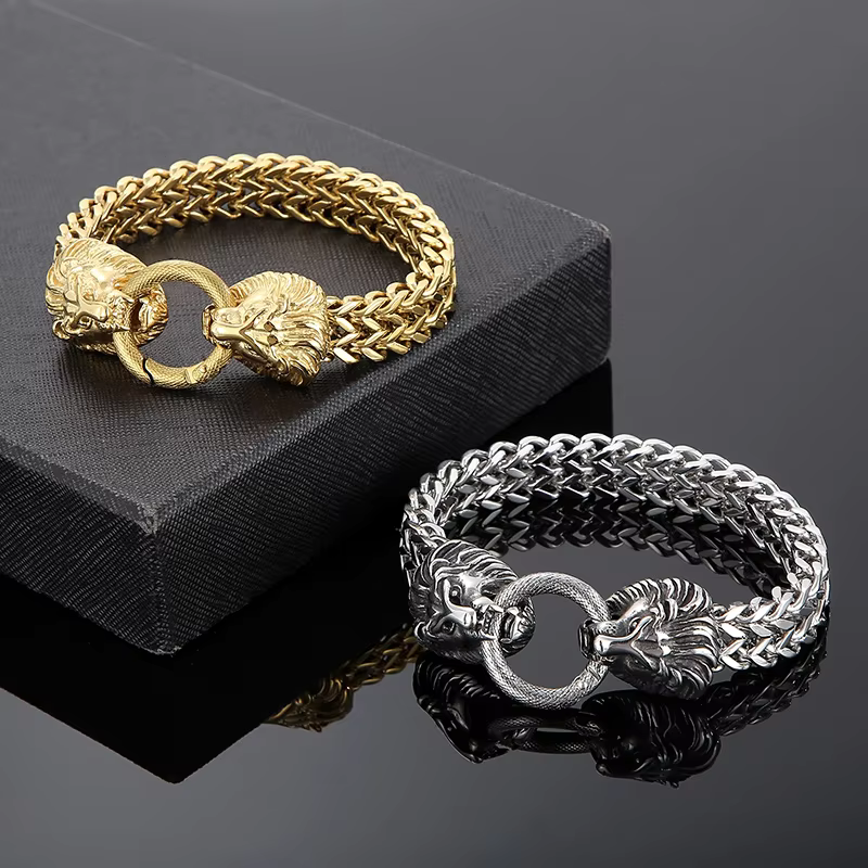 Lion Cuban Chain Stainless Steel Thick Bracelet with 18K Gold Plating | Vow Bliss