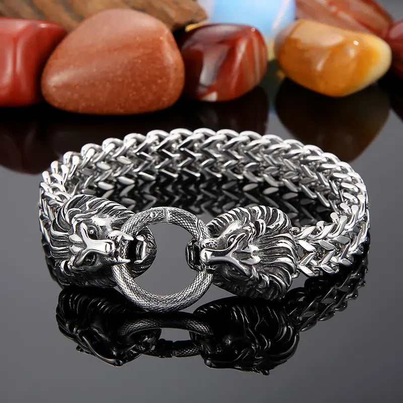 Lion Cuban Chain Stainless Steel Thick Bracelet with 18K Gold Plating | Vow Bliss