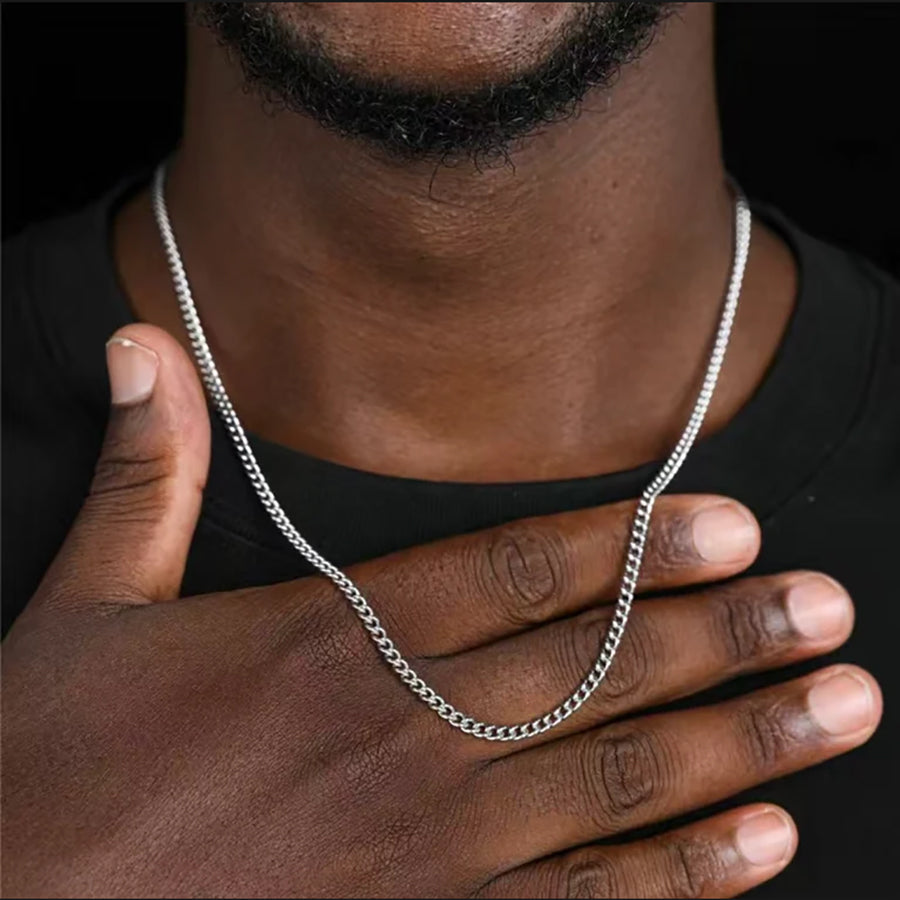 Hip-Hop Solid Silver Stainless Steel Men's Necklace | Vow Bliss