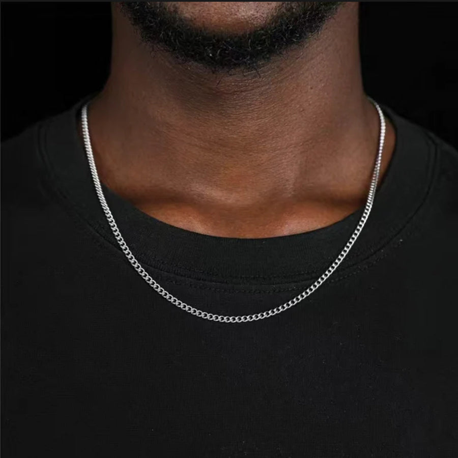 Hip-Hop Solid Silver Stainless Steel Men's Necklace | Vow Bliss