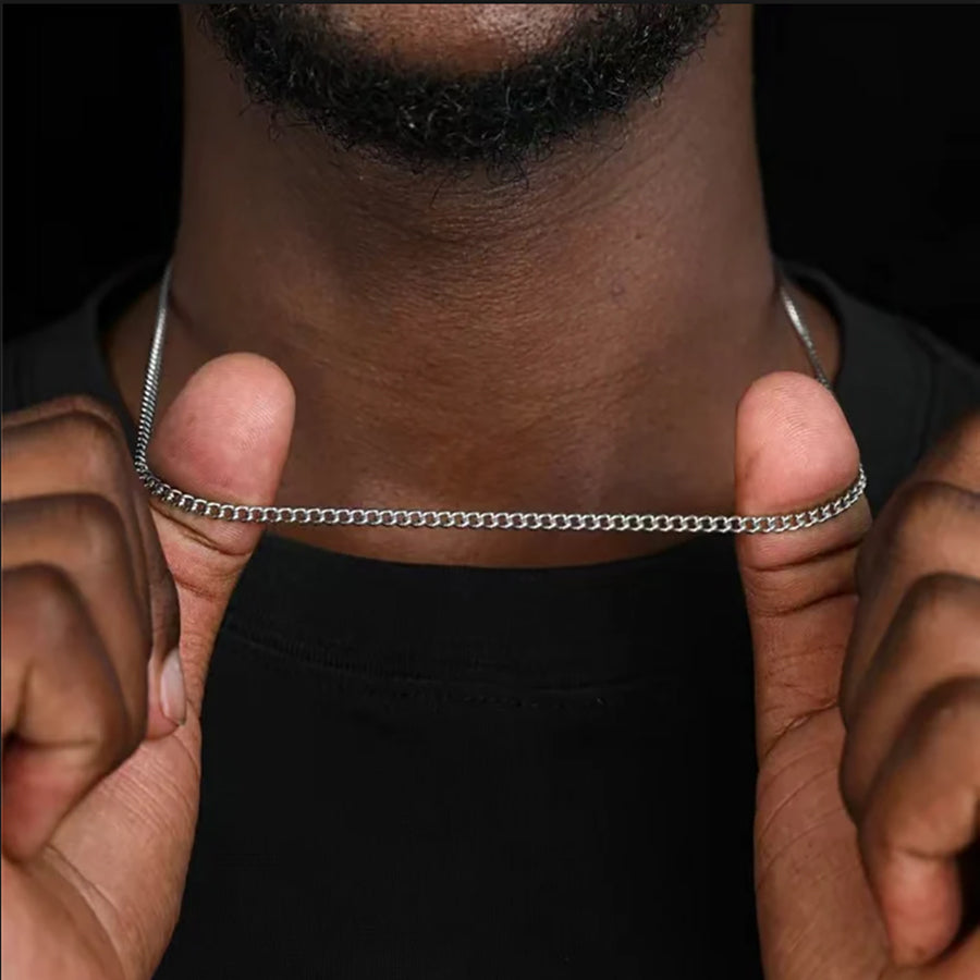 Hip-Hop Solid Silver Stainless Steel Men's Necklace | Vow Bliss