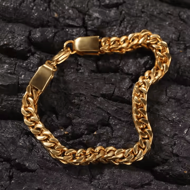 18K Gold Plated Stainless Steel Cuban Chain Bracelet for Men | Vow Bliss