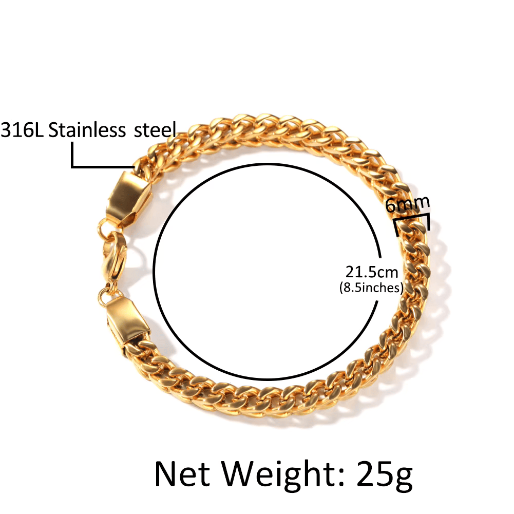 18K Gold Plated Stainless Steel Cuban Chain Bracelet for Men | Vow Bliss