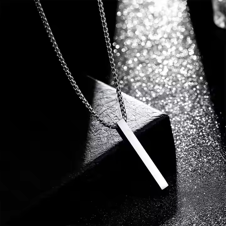 Stylish Silver & Gold Bar Pendant Necklace For Men | 18K Stainless Steel Chain By Vow Bliss