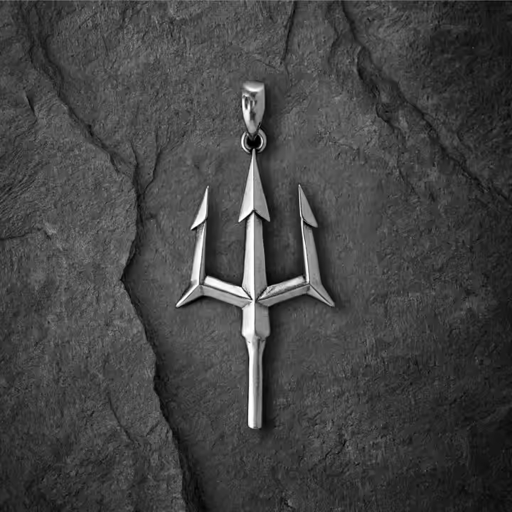 Poseidon Trident Pendant Necklace for Men | 14K Gold Stainless Steel