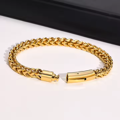Stylish Men’s Stainless Steel Link Chain Bracelet | Gold & Black Plated
