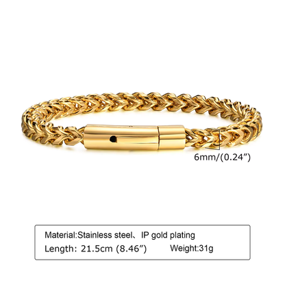Stylish Men’s Stainless Steel Link Chain Bracelet | Gold & Black Plated
