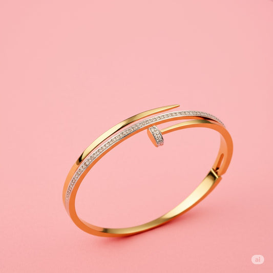 Anti Tarnish Gold Plated Stainless Steel Bracelet For Women | Waterproof, Cubic Zirconia Free Size