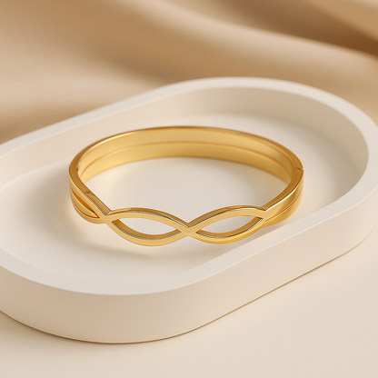 Infinity Twist Gold Bangle Bracelet – Anti-Tarnish, Skin Friendly & Elegant Design
