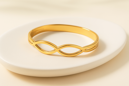 Infinity Twist Gold Bangle Bracelet – Anti-Tarnish, Skin Friendly & Elegant Design