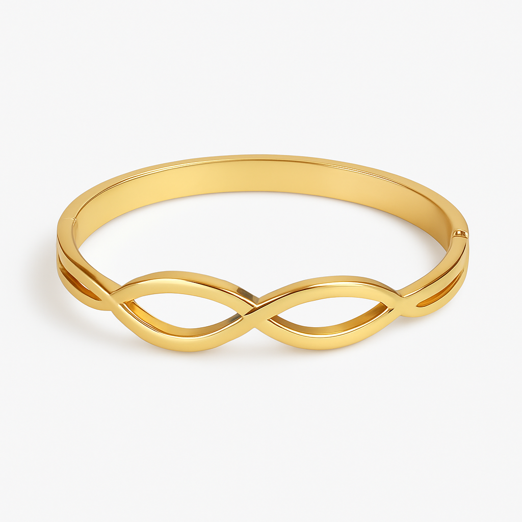Infinity Twist Gold Bangle Bracelet – Anti-Tarnish, Skin Friendly & Elegant Design