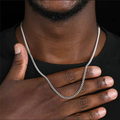 Hip-Hop Solid Silver Stainless Steel Men's Necklace | Vow Bliss