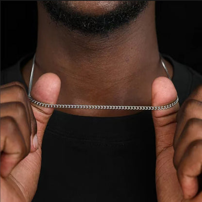 Hip-Hop Solid Silver Stainless Steel Men's Necklace | Vow Bliss