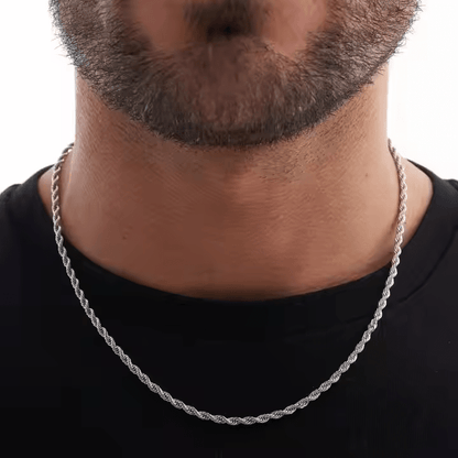 Men’s 5mm 18K Gold Plated Rope Chain Necklace | Silver & Gold