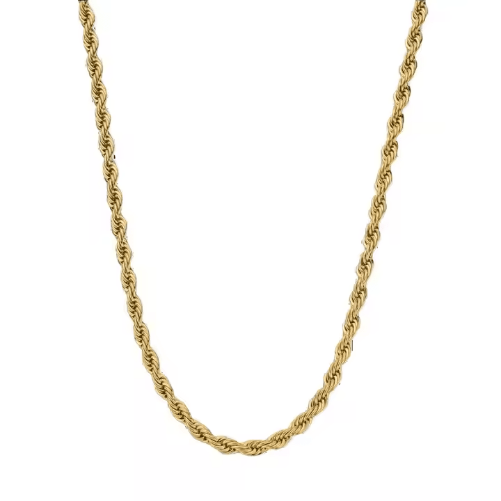 Men’s 5mm 18K Gold Plated Rope Chain Necklace | Silver & Gold