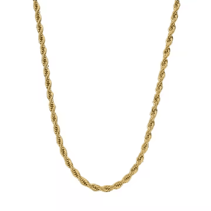 Men’s 5mm 18K Gold Plated Rope Chain Necklace | Silver & Gold