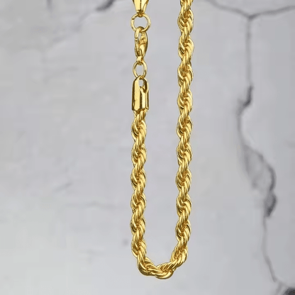 Men’s 5mm 18K Gold Plated Rope Chain Necklace | Silver & Gold