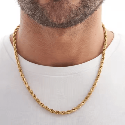 Men’s 5mm 18K Gold Plated Rope Chain Necklace | Silver & Gold