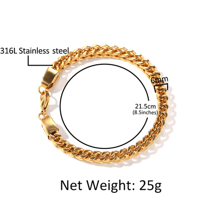 18K Gold Plated Stainless Steel Cuban Chain Bracelet for Men | Vow Bliss
