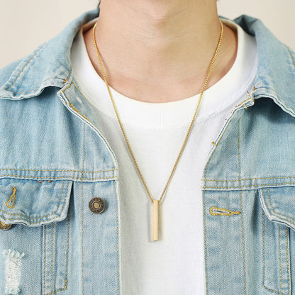 Stylish Silver & Gold Bar Pendant Necklace For Men | 18K Stainless Steel Chain By Vow Bliss