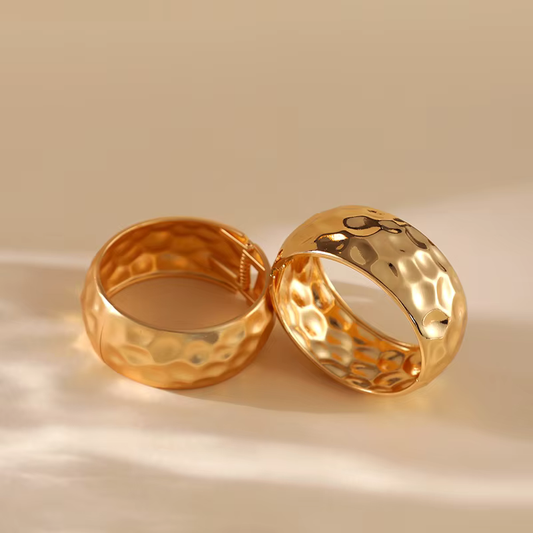 Vow Bliss Punk Metal Bracelet for Women | Exaggerated Gold Wide Cuff Bangle | Bold Fashion Statement