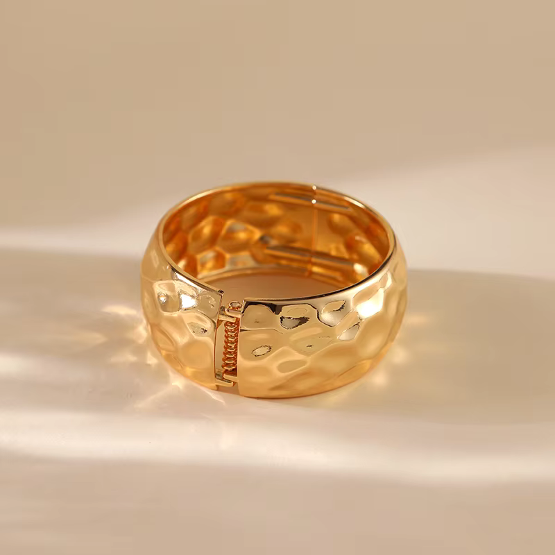 Vow Bliss Punk Metal Bracelet for Women | Exaggerated Gold Wide Cuff Bangle | Bold Fashion Statement